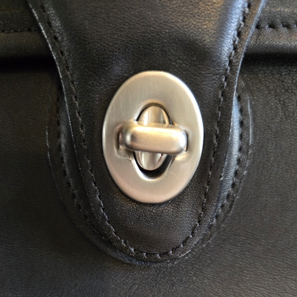 Rare Vintage Coach Willis Black Leather Satchel Turnlock USA Made - Picture 3 of 11
